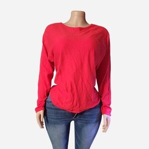 Michael Kors Bright Red Long-Sleeve Crewneck Top